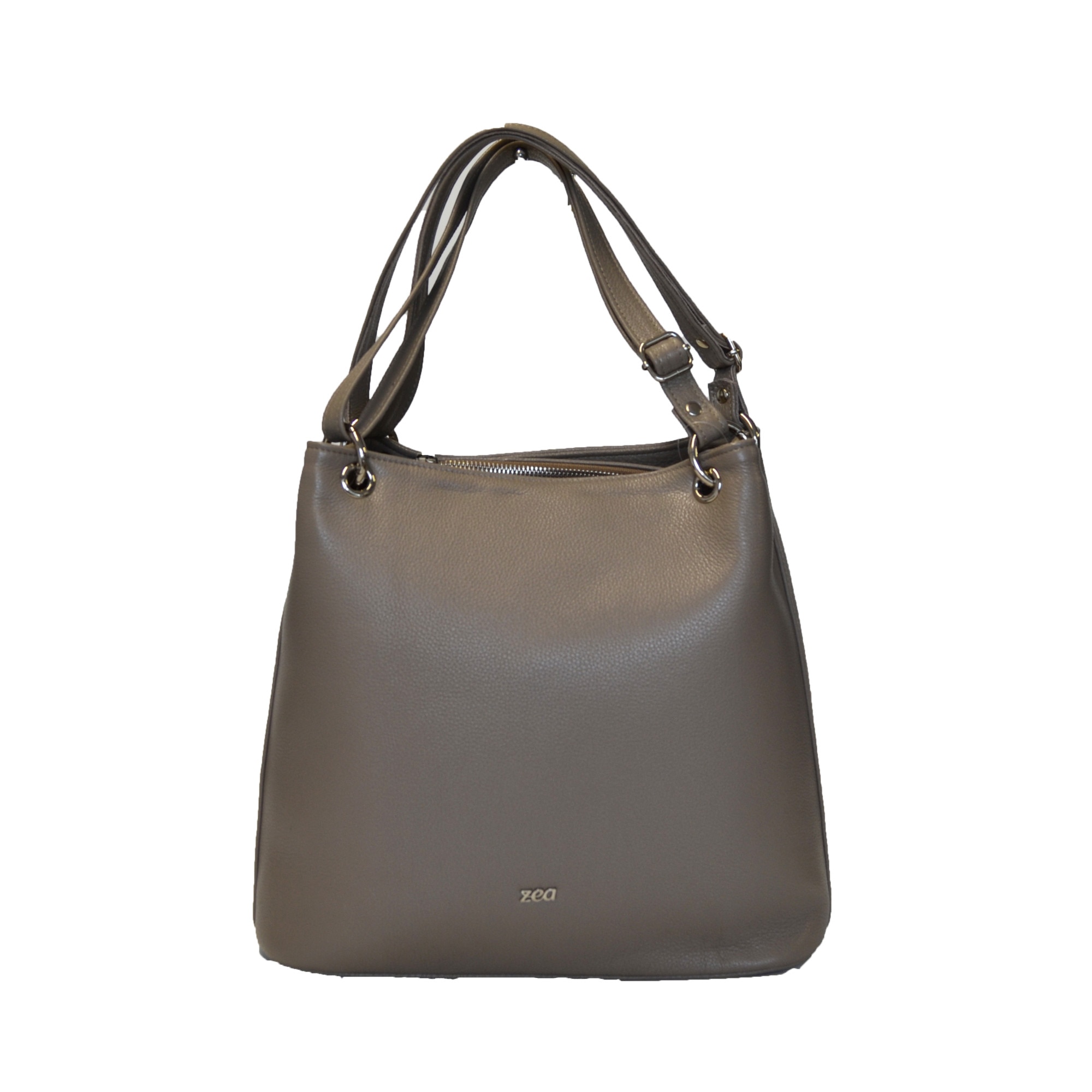 Geanta dama,Zea,piele naturala,grej,32x14x28