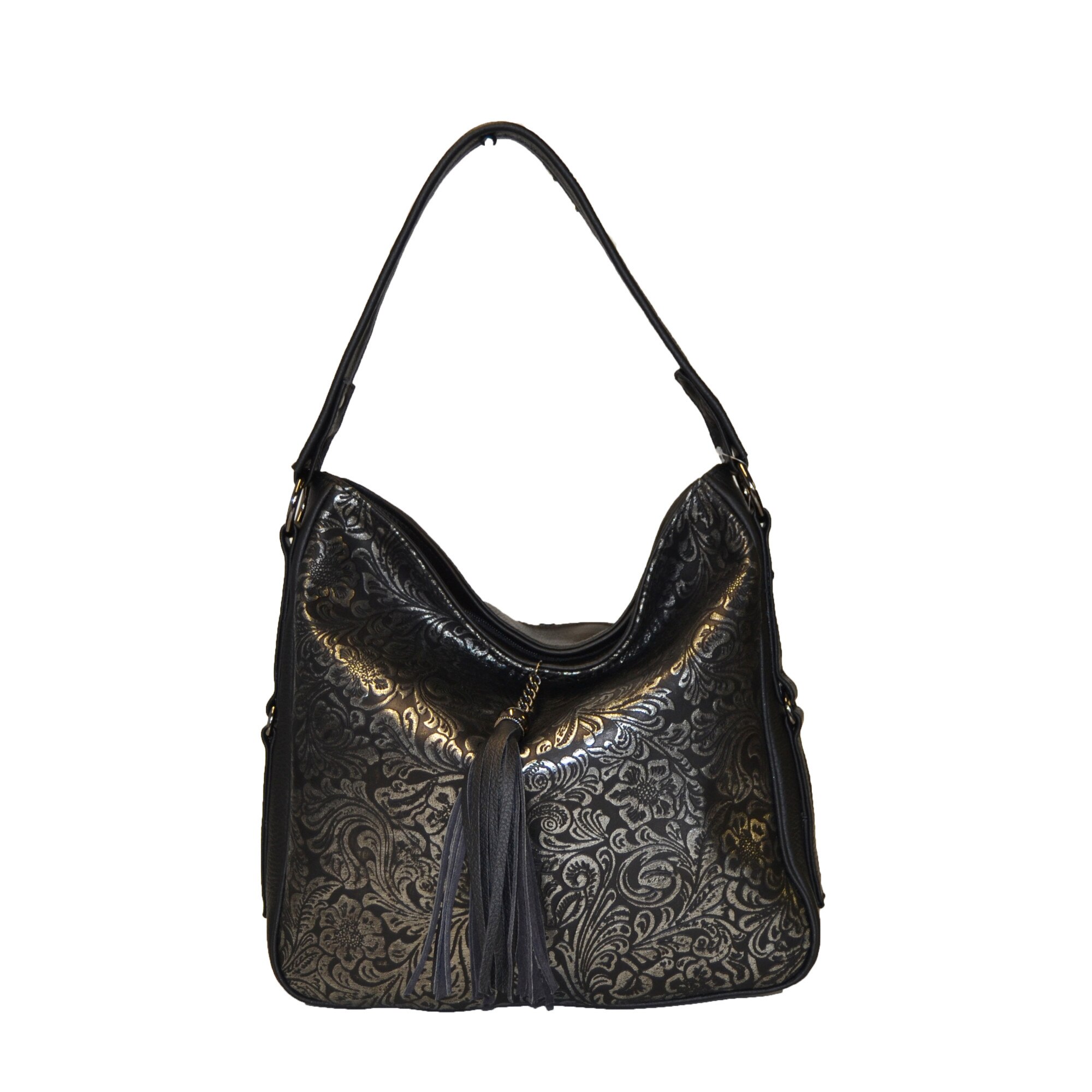 Geanta dama,Zea.casual,negru floral,32x10x28
