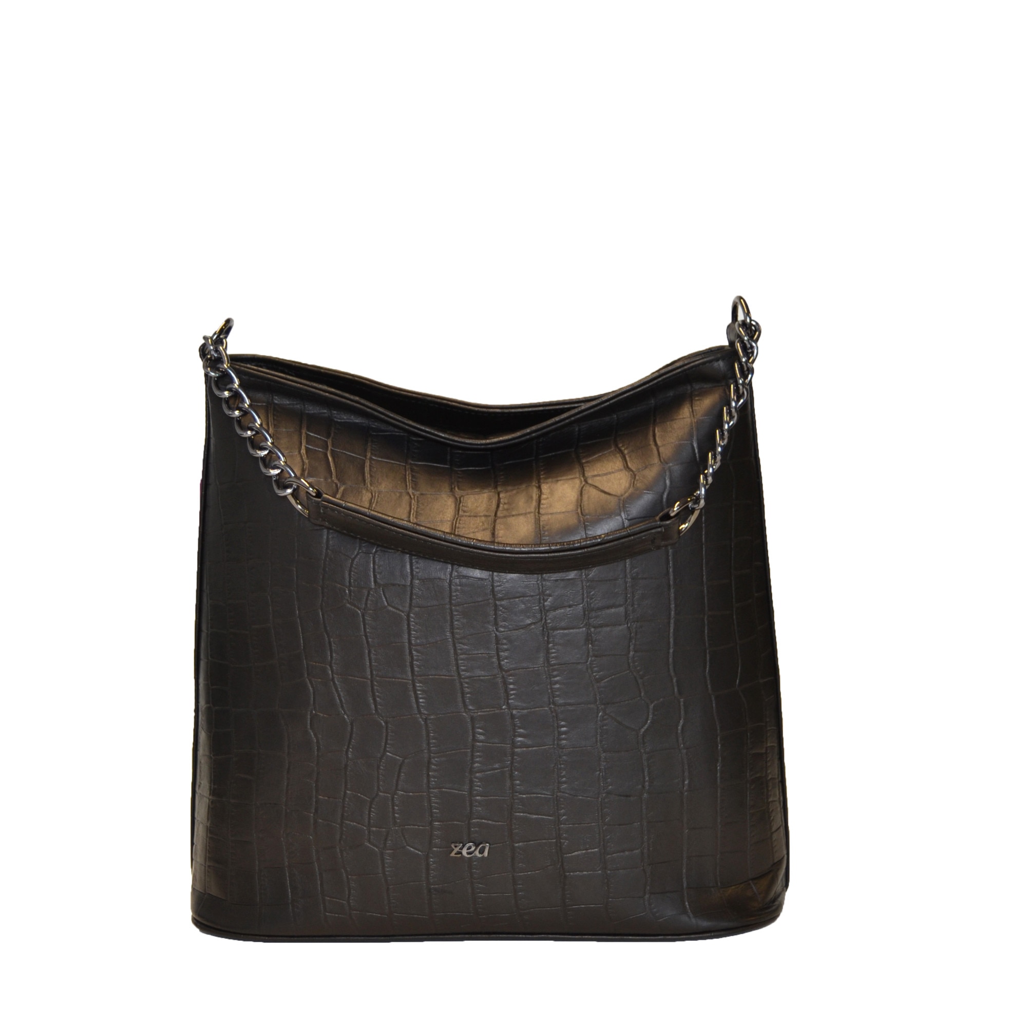 Geanta dama,Zea,croco negru,32x14x32
