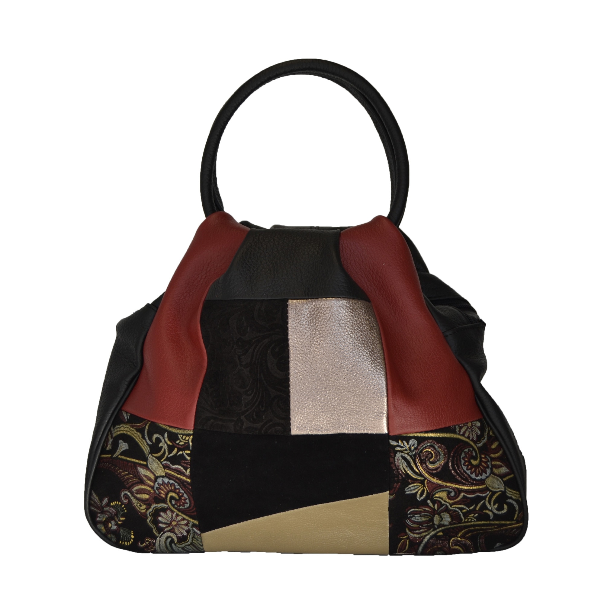 Geanta dama,Zea,negru multicolor,2 manere,28x28x12
