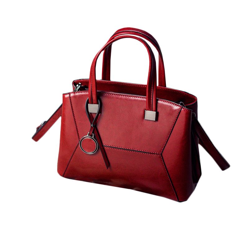 Geanta dama cu bareta pentru umar BTG - 1151, Piele Naturala ,Rosie