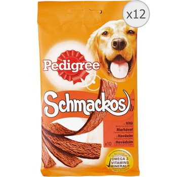 Recompense pentru caini Pedigree Schmackos, Vita, 12x86g Recompense pentru caini Pedigree Schmackos, Vita, 12x86g