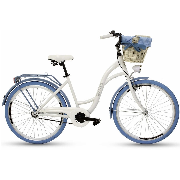 Goetze Colorus Női kerékpár 1 fokozat 26″ kerék 18” váz 155-180 cm magassag Feher/Kek