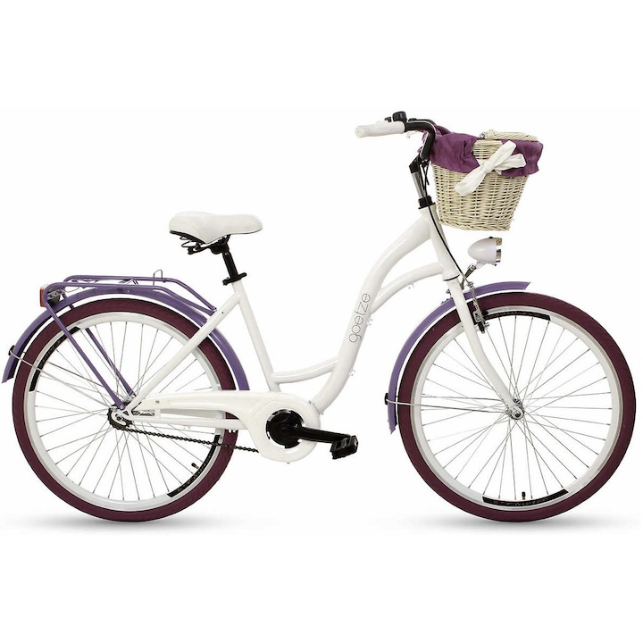Goetze Colorus Női kerékpár 1 fokozat 26″ kerék 18” váz 155-180 cm magassag Feher/Lila