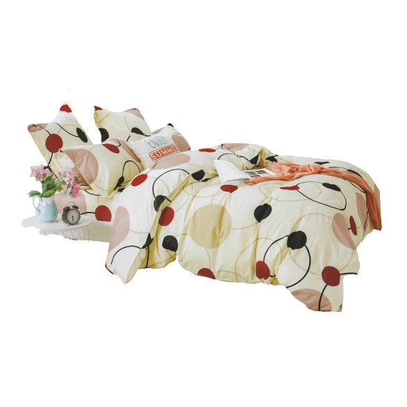 Lenjerie de pat 2 persoane, Pucioasa, elegant, bumbac satinat, 6 piese, multicolor