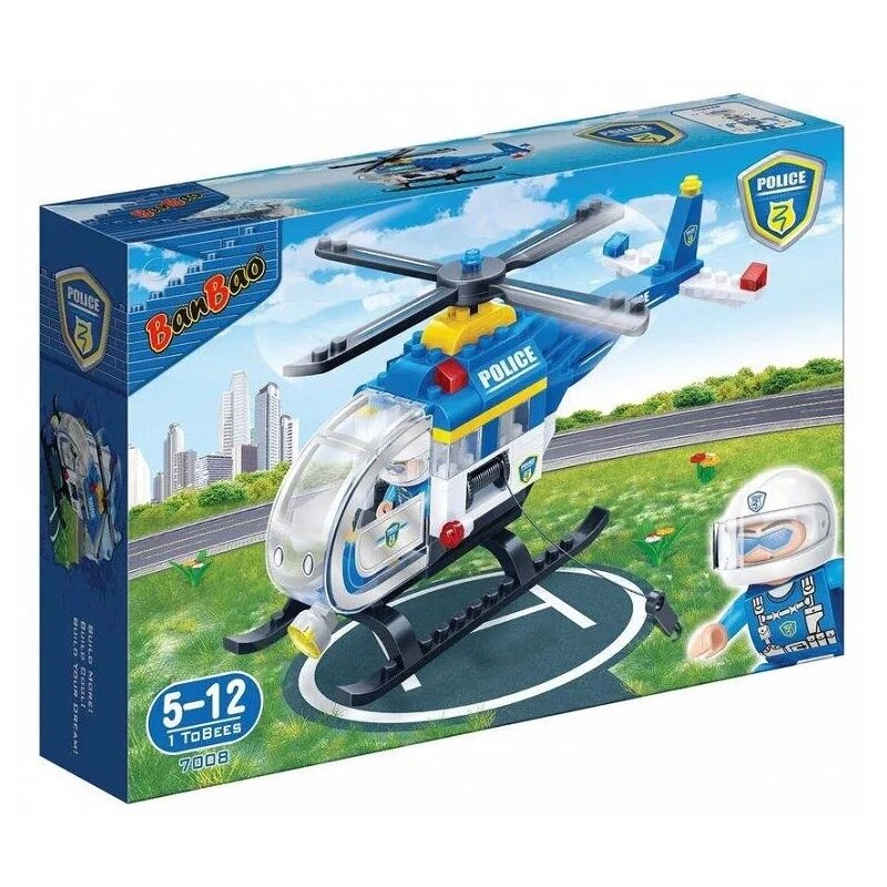 Blocuri BanBao, 7008 Elicopter de politiem, 122 piese