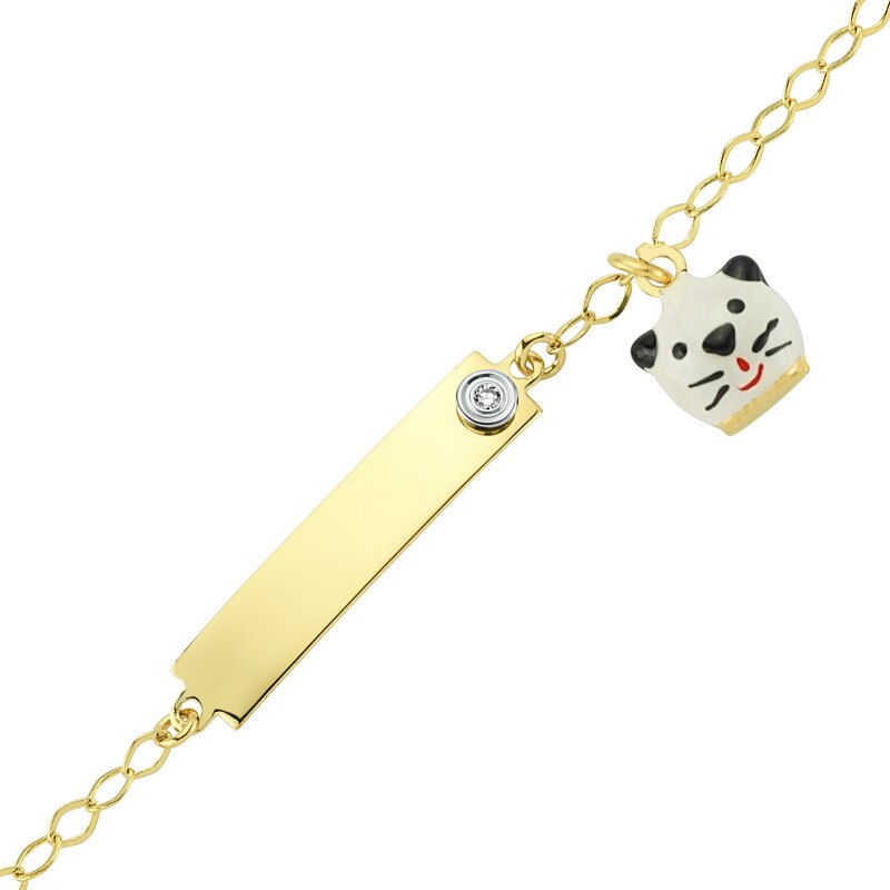 Bratara din aur galben 14 K, 1.67 g, diamant 0.01 carate, 1 piatra, lungime 13 cm, La Rosa