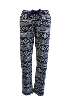 Pantaloni pijama dama, Univers Fashion, albastru cu imprimeu etnic gri deschis, marime XL Pantaloni pijama dama, Univers Fashion, albastru cu imprimeu etnic gri deschis, marime XL
