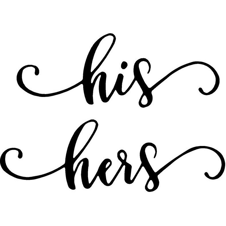 Sticker decorativ perete / geam si auto, his hers, 30x21cm