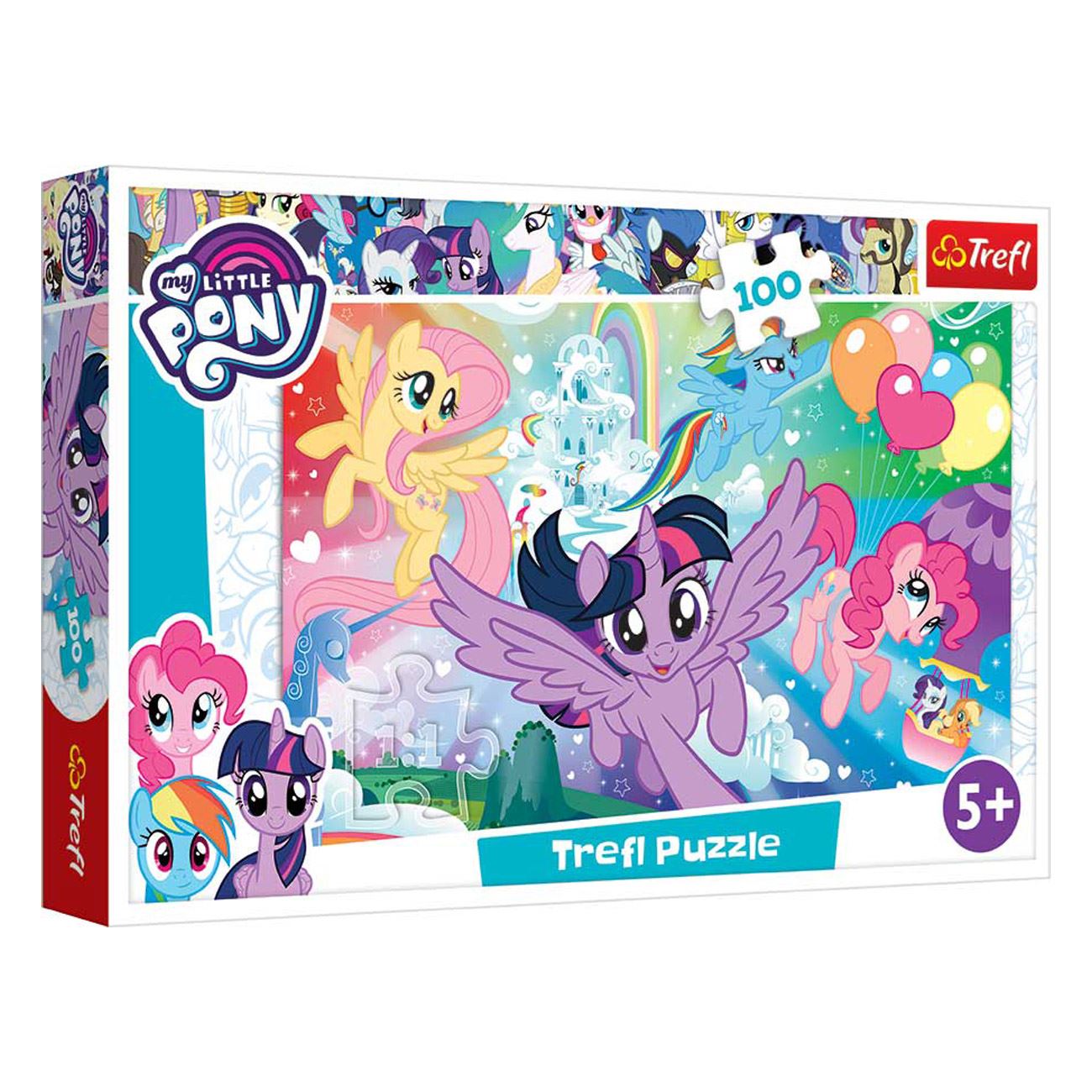 Puzzle cu unicorn si fetite, pentru copii, Trefl 53 cm, 110 piese, multicolor