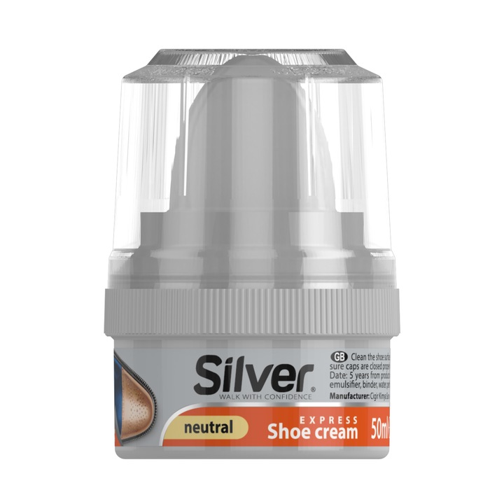 Crema pantofi, Silver, Compatibila tuturor culorilor, Transparent, 50 ml