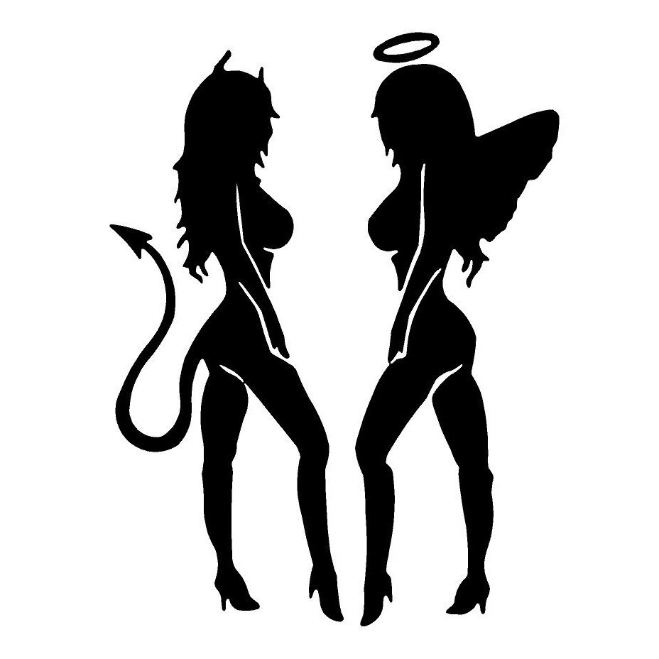 Sticker decorativ auto, Demon girl Angel girl, 12x15cm