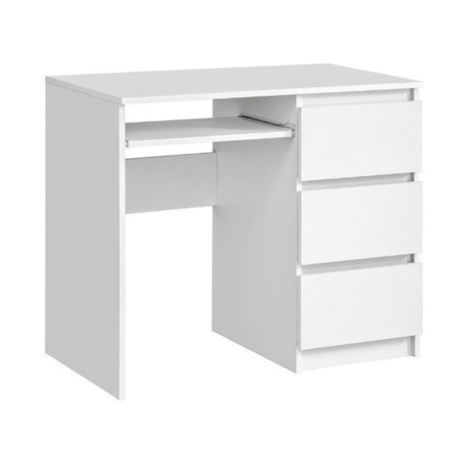 Birou cu 3 sertare, MDF, Alb, 90x76x50 cm