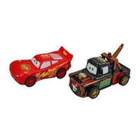 Set 2 masinute mecanice tip Cars, Fulger McQueen si Bucsa, multicolor, 20 cm