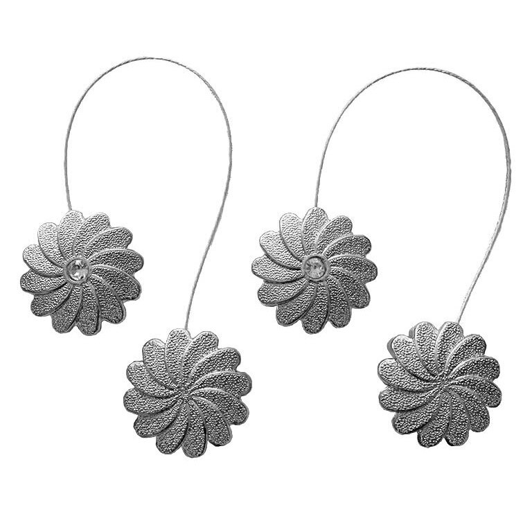 Set 2 magneti decorativi cu doua fete, Argintiu floare