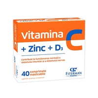 Vitamina c + zinc + d3,40 comprimate masticabile,Fiterman