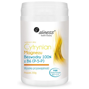 Supliment alimentar Aliness Citrat de magneziu anhidru 100% cu B6 (P-5-P) 250g Supliment alimentar Aliness Citrat de magneziu anhidru 100% cu B6 (P-5-P) 250g