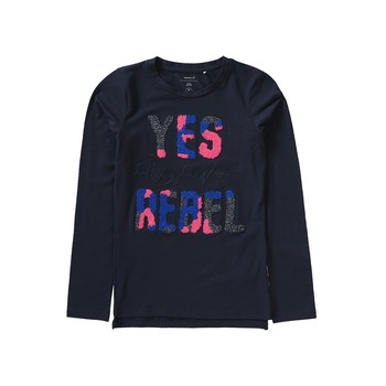 Bluza cu broderie aplicata fete, Name It, bleumarin, 110 cm, 4-5 ani Bluza cu broderie aplicata fete, Name It, bleumarin, 110 cm, 4-5 ani