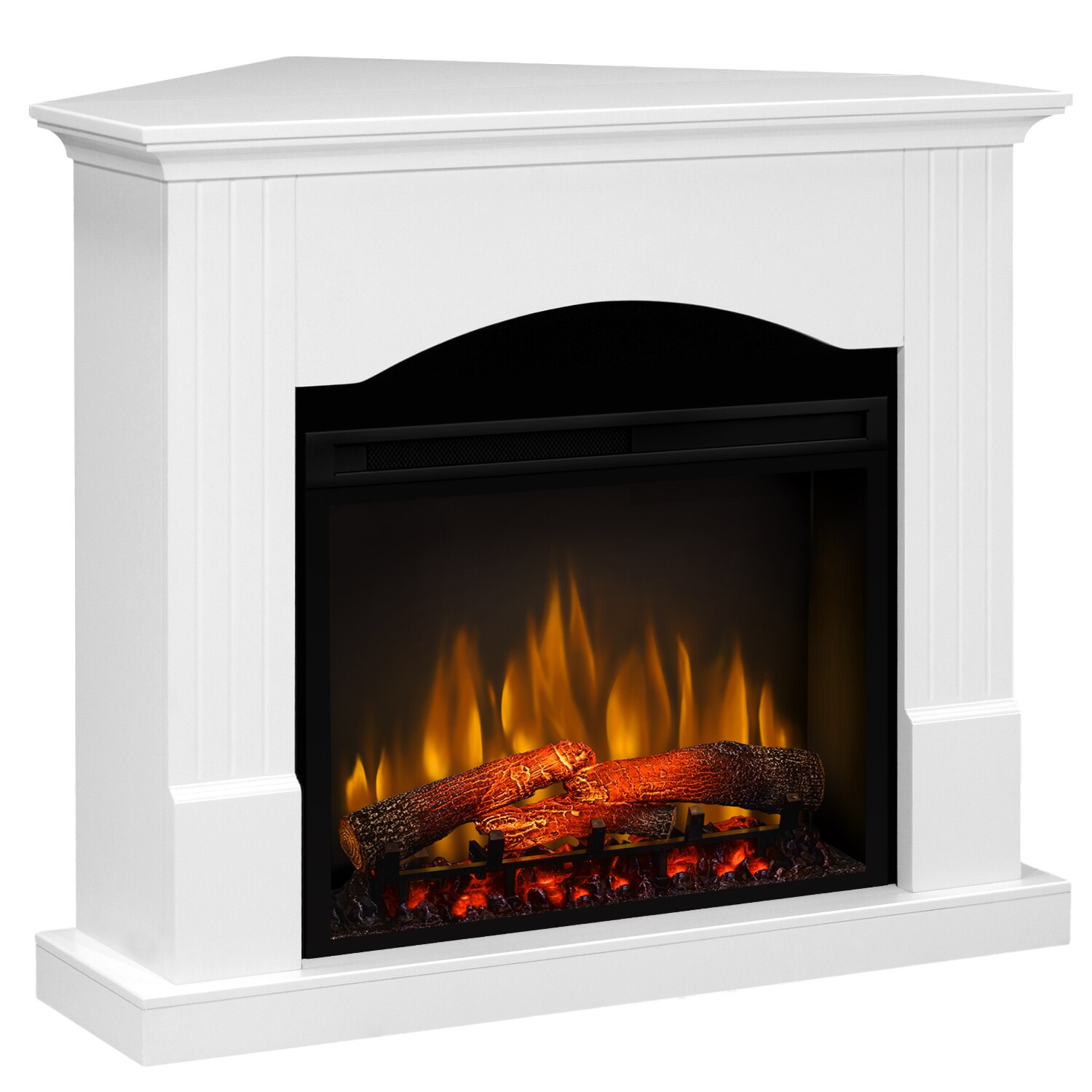 Semineu Nisa Alb/Negru drept/colt - cu focar 3D Dimplex XHD28 si sunet