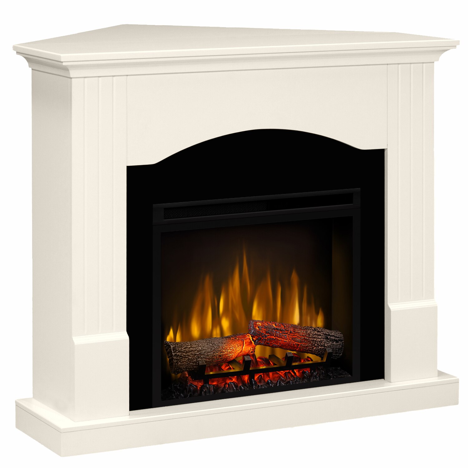 Semineu Nisa Vanilla/Negru drept/colt - cu focar 3D Dimplex XHD23 si sunet