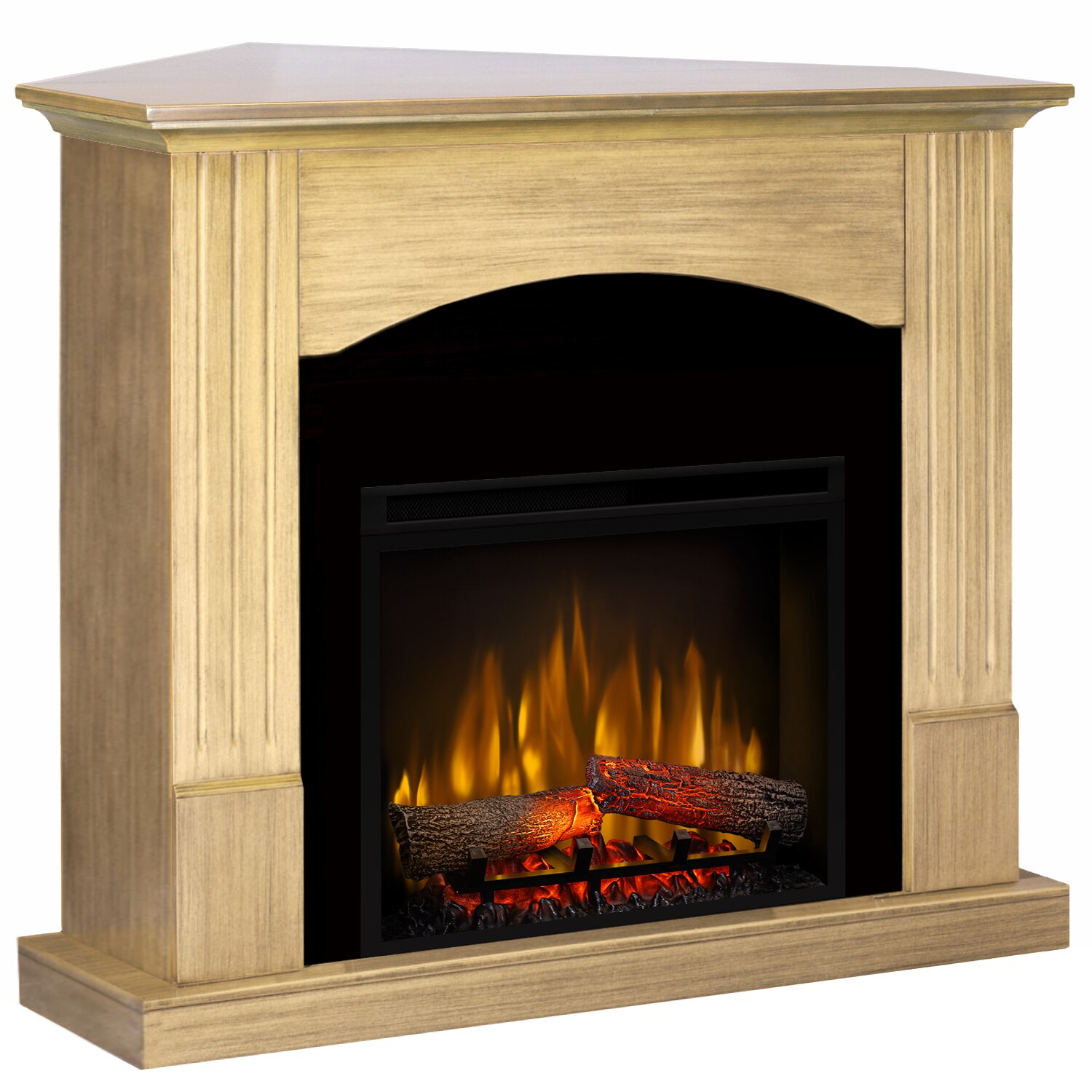 Semineu Nisa Stejar/Negru drept/colt - cu focar 3D Dimplex XHD23 si sunet