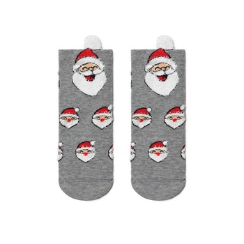 Sosete haioase bumbac, model Mos Craciun cu pompon, Conte Kids 447 Sosete haioase bumbac, model Mos Craciun cu pompon, Conte Kids 447