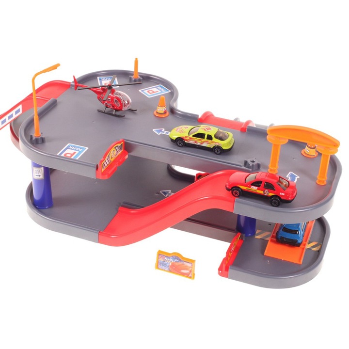 Parcare cu 2 nivele + elicopter si masinute, Malplay 102524