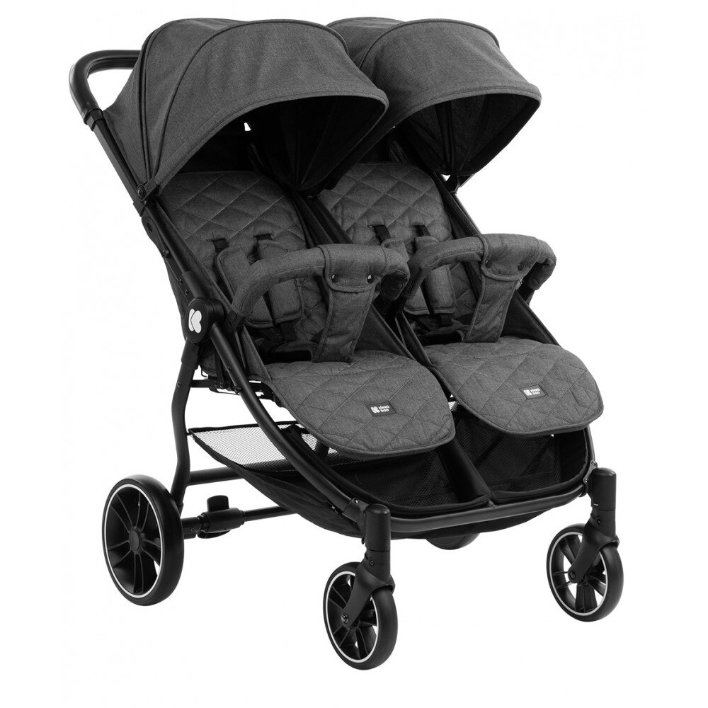 Carucior pentru gemeni KikkaBoo Happy 2 Dark Grey 2020