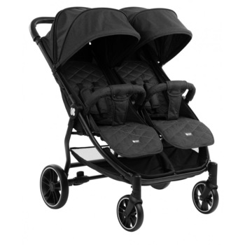 Carucior pentru gemeni KikkaBoo Happy 2 Black 2020 Carucior pentru gemeni KikkaBoo Happy 2 Black 2020