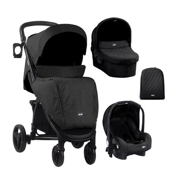 Carucior 3 in 1 Madrid Black Melange 2020 Carucior 3 in 1 Madrid Black Melange 2020