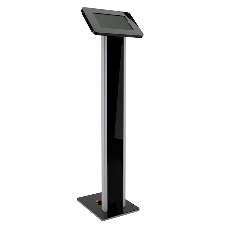Stand tableta JJ DISPLAYS, cu carcasa din plexiglas si picior rectangular cu dibond
