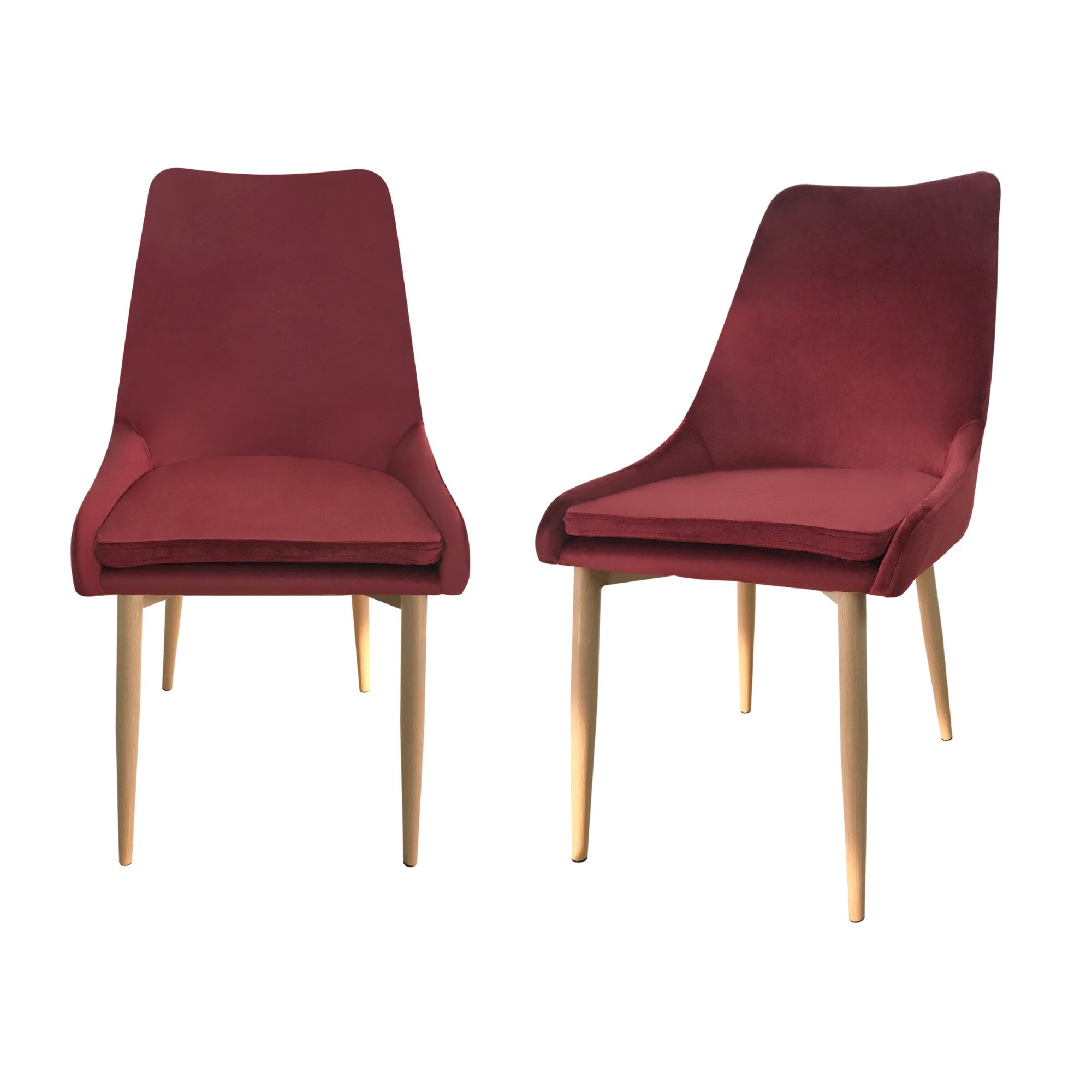 Set 2 scaune de tip fotoliu Eliza, catifea, rosu bordeaux