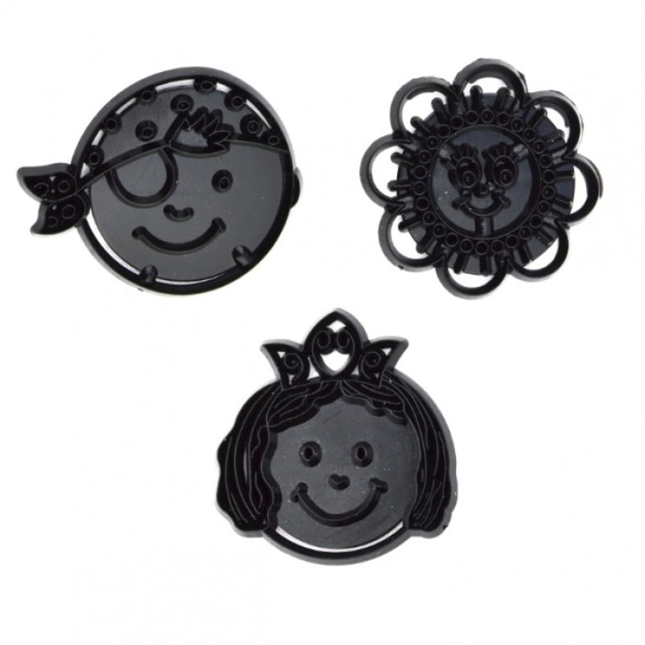 Set decupatoare fondant fete amuzante, 3 bucati