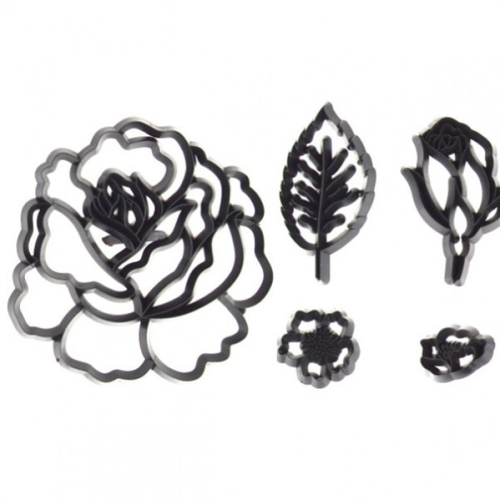 Set decupatoare fondant trandafir mare, 5 buc