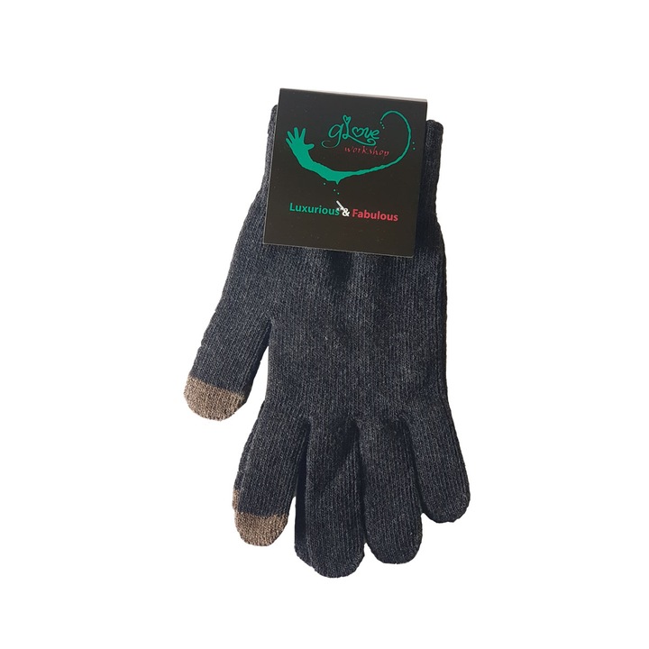 Manusi Glove Workshop din lana pentru Touchscreen, Unisex, Gri inchis