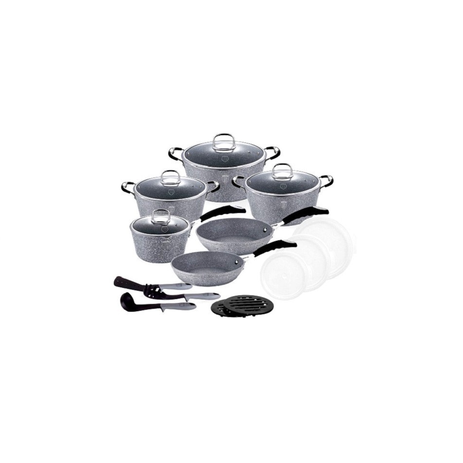 Set Oale si tigai marmorate 18 piese Gray Stone Berlinger Haus BH 6196