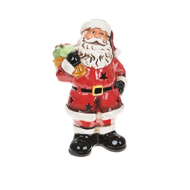 Figurina Mos Craciun PMS ,care lumineaza, finisaj antic, 24.5 cm