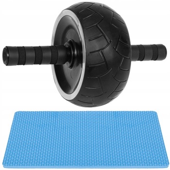 Roata fitness pentru abdomene cu covoras genunchi albastru Roata fitness pentru abdomene cu covoras genunchi albastru