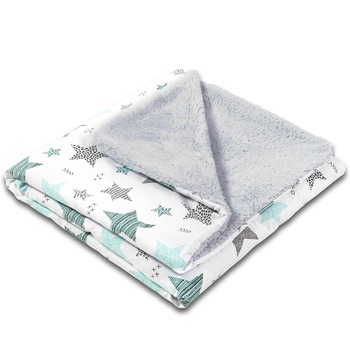 Paturica dubla pufoasa cu doua fete 100x78 cm Kidizi Fluffy All Mint Stars Paturica dubla pufoasa cu doua fete 100x78 cm Kidizi Fluffy All Mint Stars