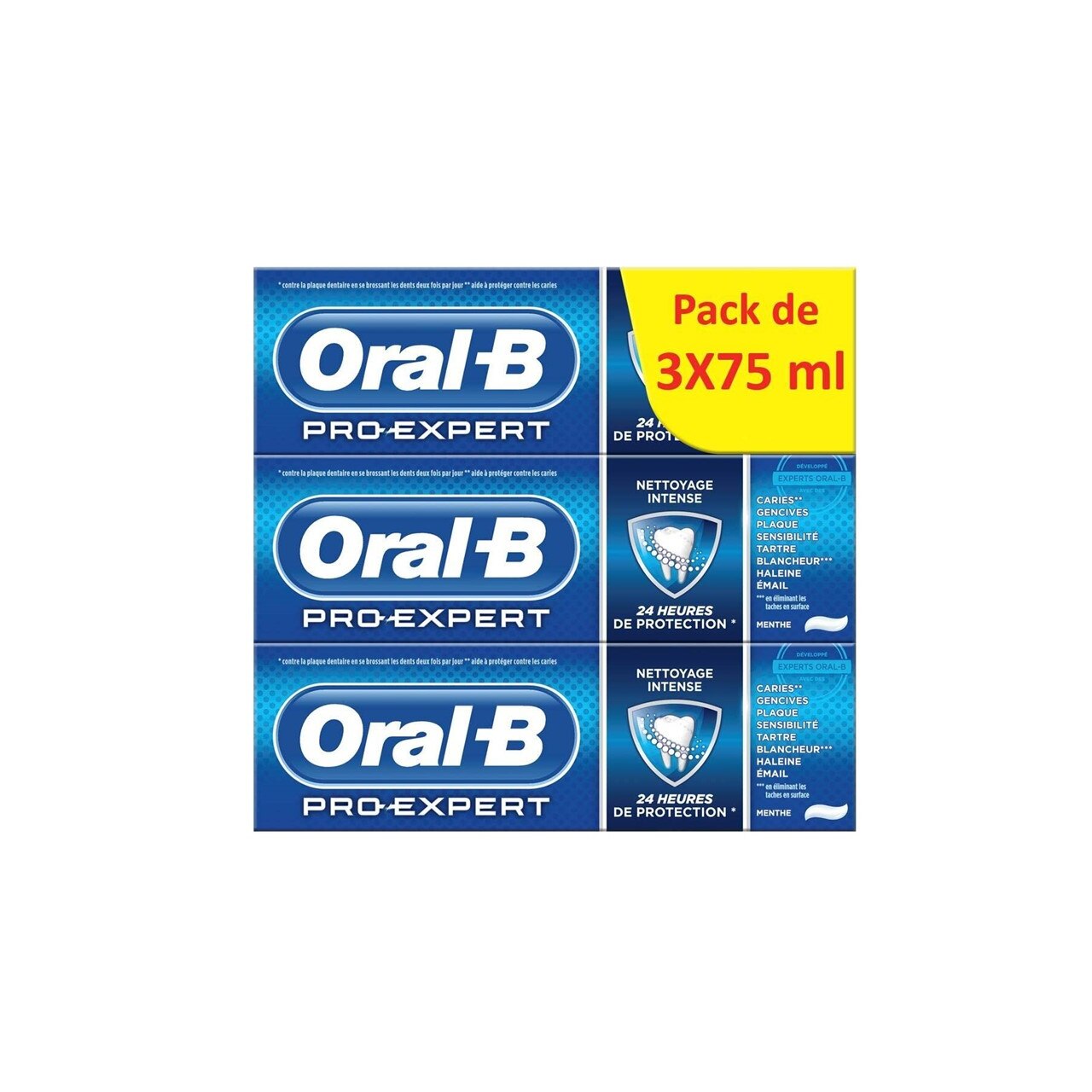 Set 3 pasta de dinti Oral B, PRO-Expert, 3 x 75ml, protectie avansata 24h