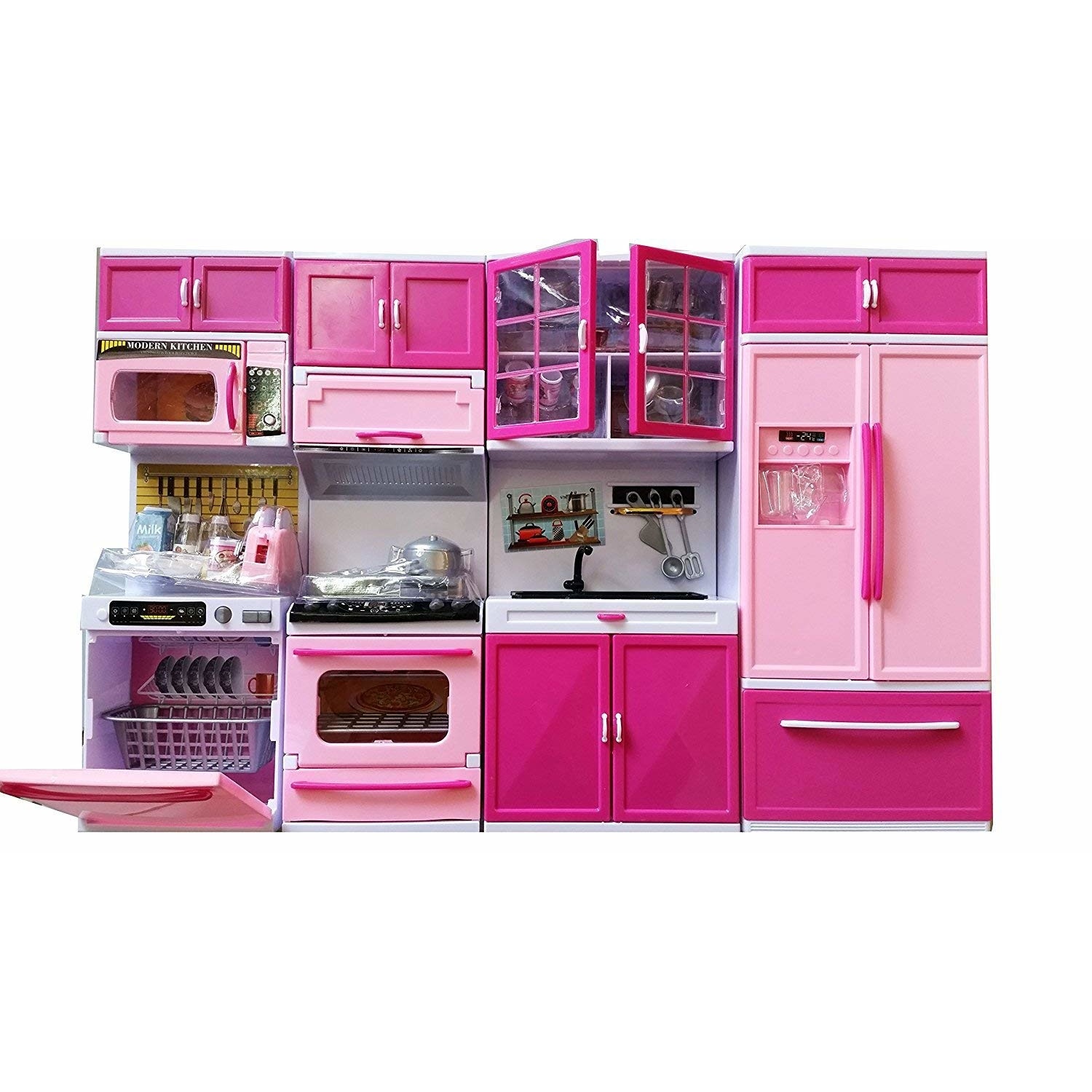 Bucatarie pentru papusi cu 4 module roz