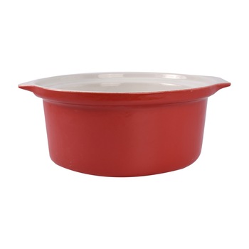 Bol ceramic mare cuptor cu manere Pyrex, rosu, 24 cm Bol ceramic mare cuptor cu manere Pyrex, rosu, 24 cm
