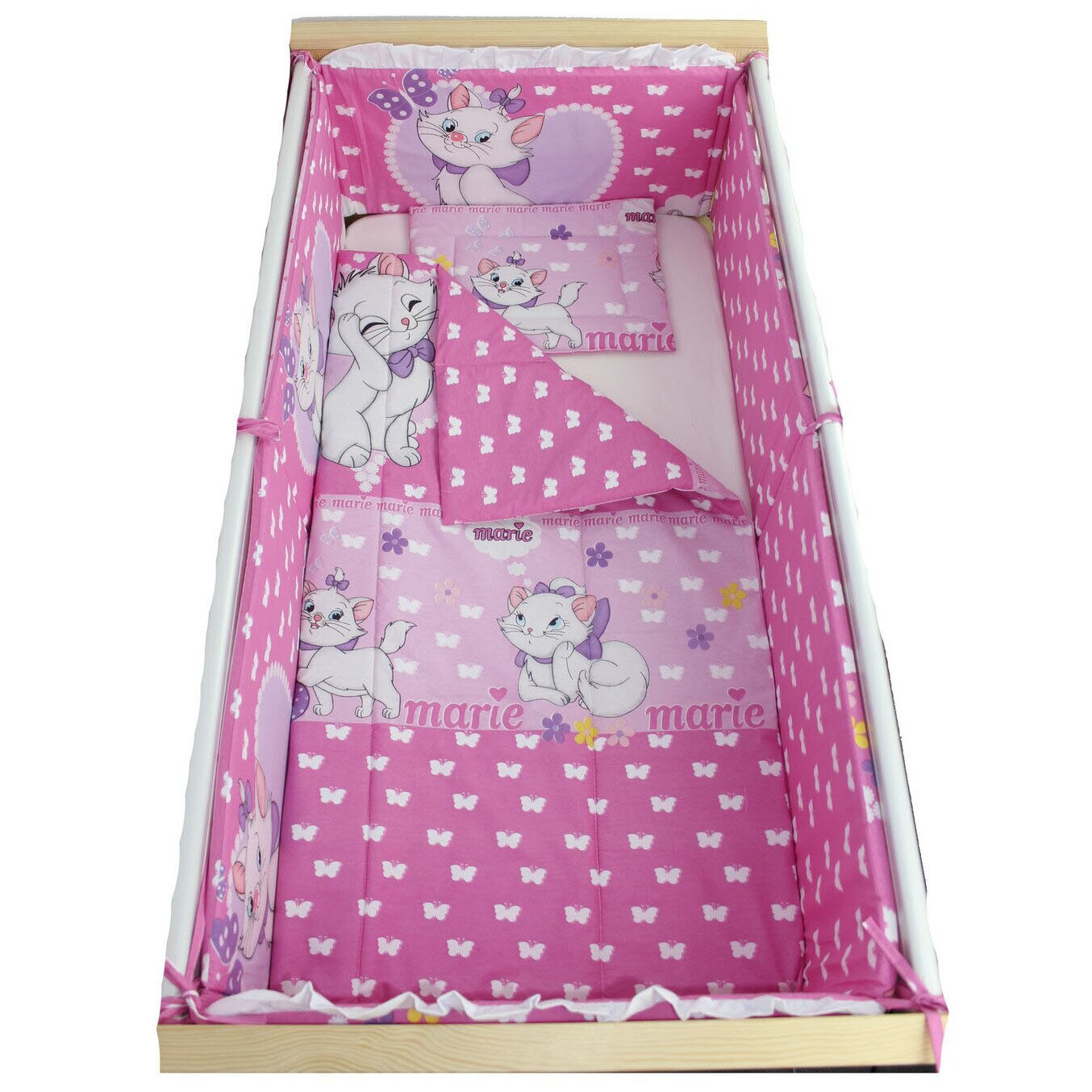 Lenjerie 5 piese, Marie, roz,120 x 60 cm