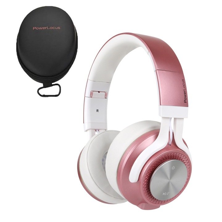 Безжични Слушалки PowerLocus P3, 40 Часа Батерия, HD Stereo, BT 5.0, Матово Розово Злато