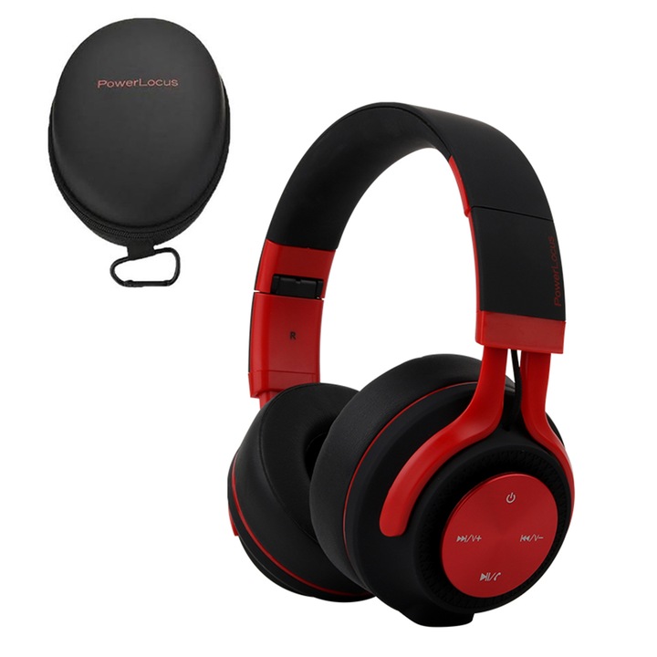 Безжични Слушалки PowerLocus P3, 40 Часа Батерия, HD Stereo, BT 5.0, Матово Червени