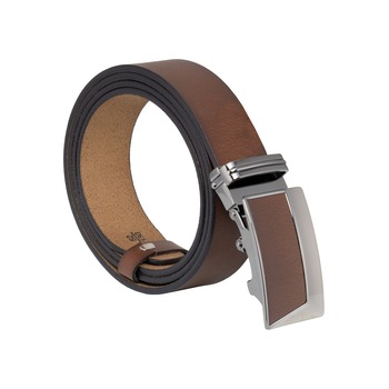 Curea din piele naturala cu sistem automat de inchidere, 3.5 cm latime, Maro Curea din piele naturala cu sistem automat de inchidere, 3.5 cm latime, Maro