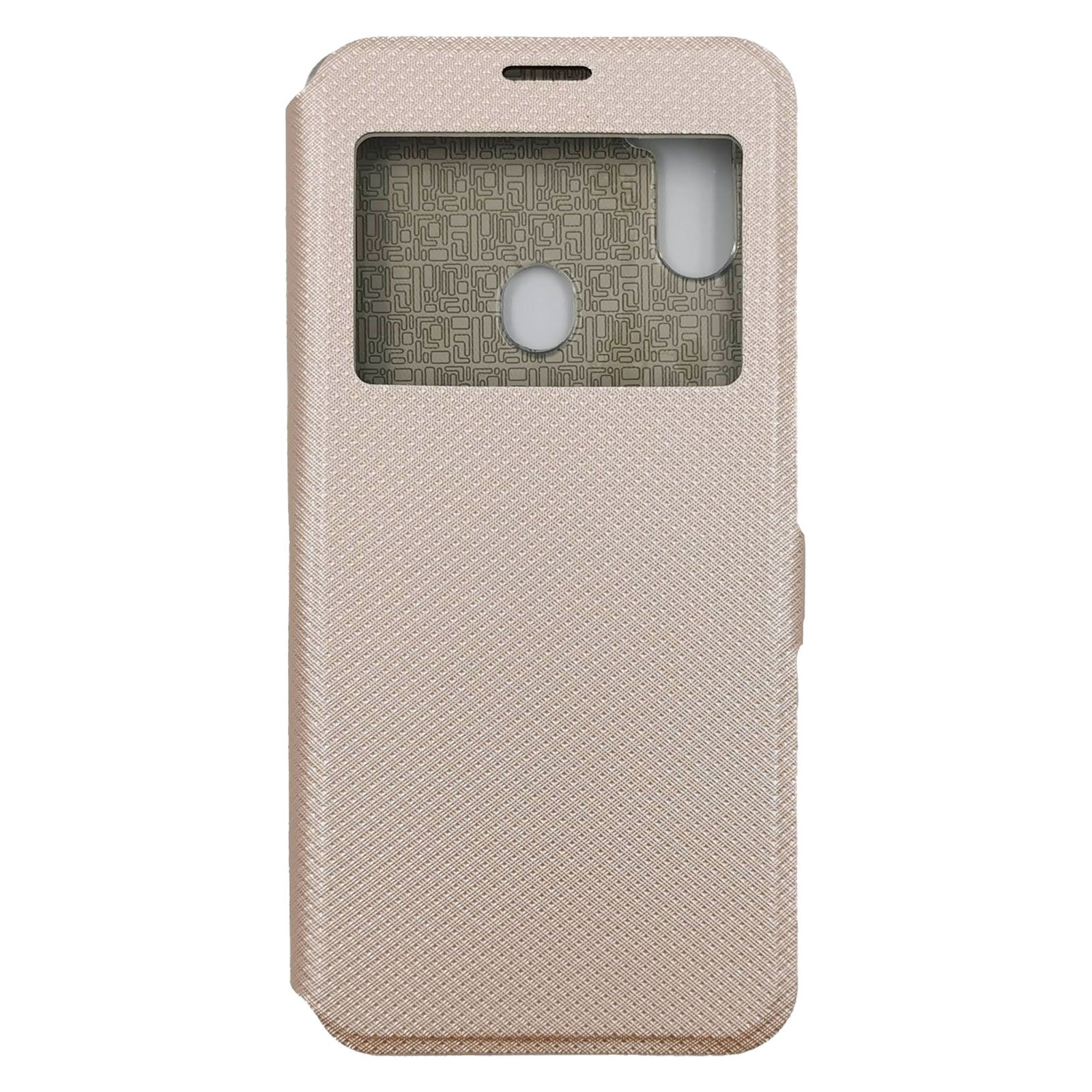 Husa Flip Carte Samsung Galaxy A11 model S-View cu Stand Telefon, Antisoc, Viceversa Auriu