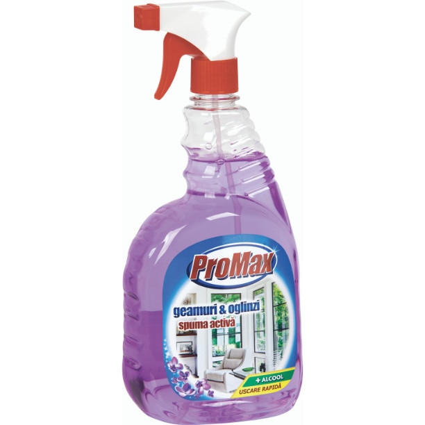 Solutie geamuri, cu pompita, efect antistatic, miros floral - 1L