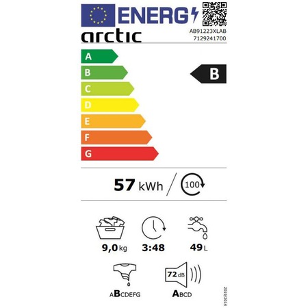Пералня Arctic AB91223XLAB, 9 кг, 1200 об/мин, Aqua Surf, Motor Silent Inverter, Клас B, Антрацит