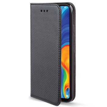 Husa pentru telefon, Moozy, Flip On, pentru Huawei P30 Lite, Negru, Piele ecologica Husa pentru telefon, Moozy, Flip On, pentru Huawei P30 Lite, Negru, Piele ecologica